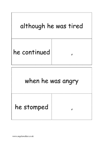 SPaG main & subordinate clauses to move around