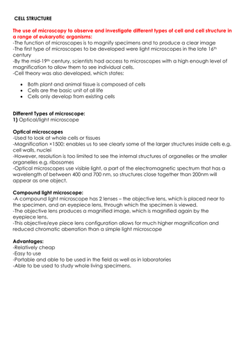 Cell Structure OCR Biology 2.1.1