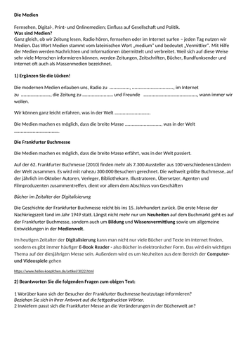 Revised & Enhanced  New A- Level Edexcel/AQA  German topic: Die Medien