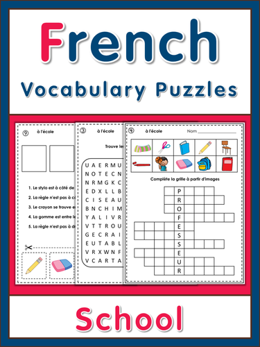 French vocabulary puzzles - à l'école