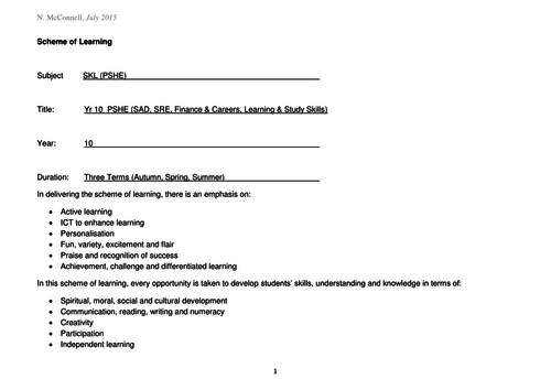 Year 10 PSHEe lesson on Healthy Lifestyles