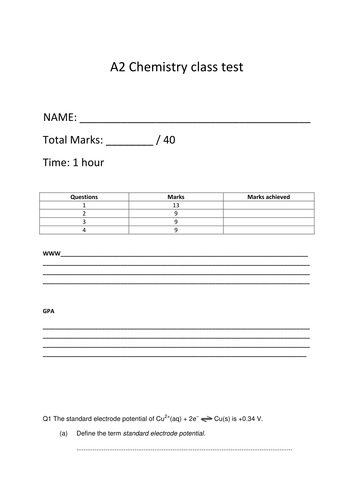 A Level assessment