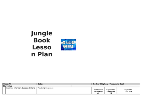KS2 Jungle Book Lesson Plan (Used for Interview Observation)