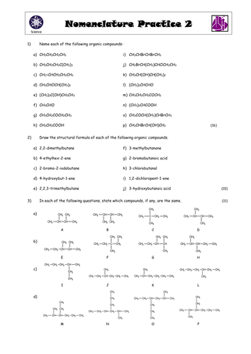 A level Naming organic molecules with video link | Teaching Resources