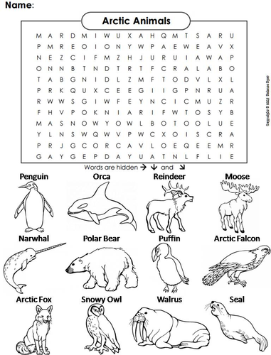Arctic Animals Word Search