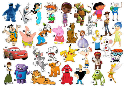 all cartoon characters names