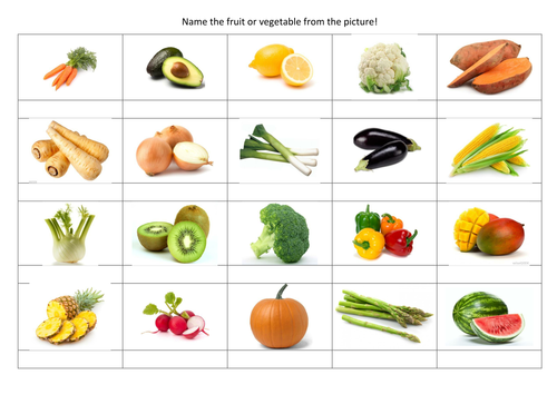 Kids Quiz Name The Fruit Veg Teaching Resources