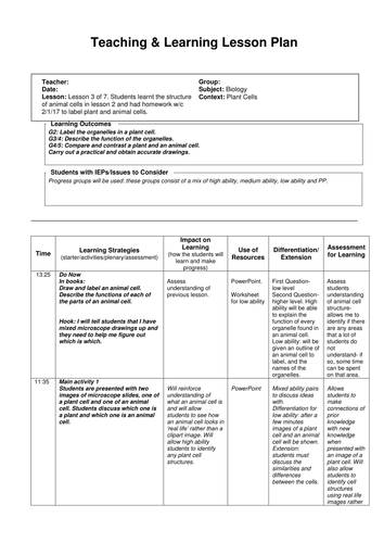 Plant Cells and Practical Year 7/ KS3