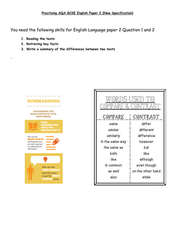 AQA GCSE English Lang (New Spec) Paper 2 Q1&2