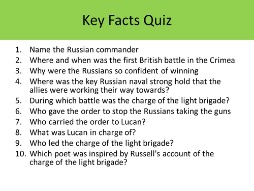 British Experience of Warfare Topic 3 The Crimean War