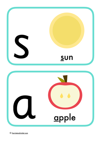 Phonics Flashcards Phase 2 Letters + Sounds (display or game)