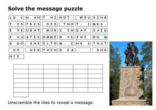 Solve the message puzzle about the Donner Party