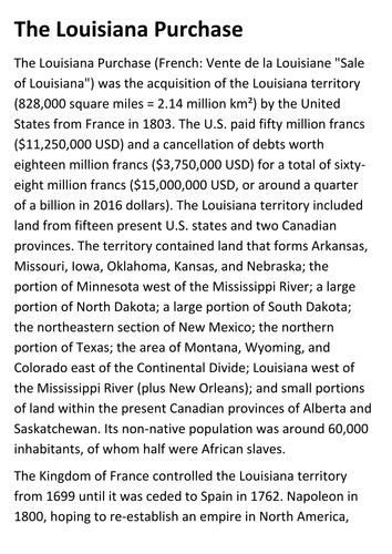 The Louisiana Purchase Handout