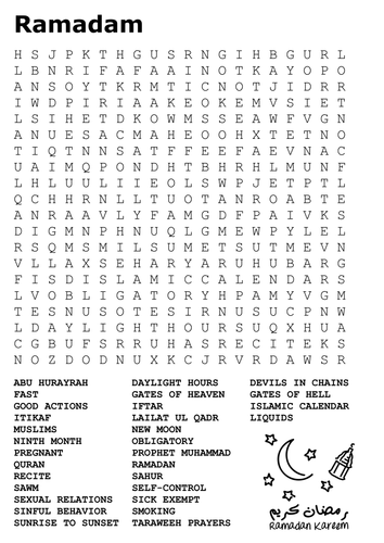 Ramadan Word Search and Handout