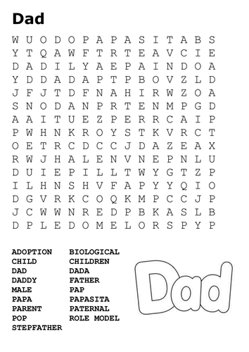 Dad Word Search