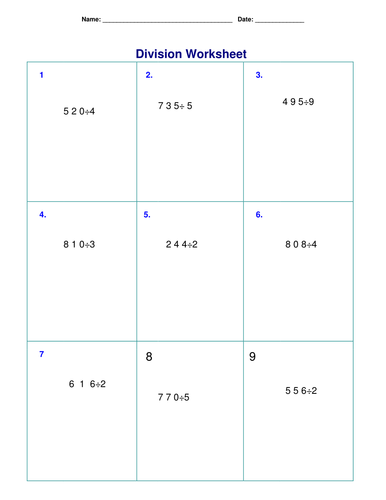 division worksheets 3 digit by 1 digit