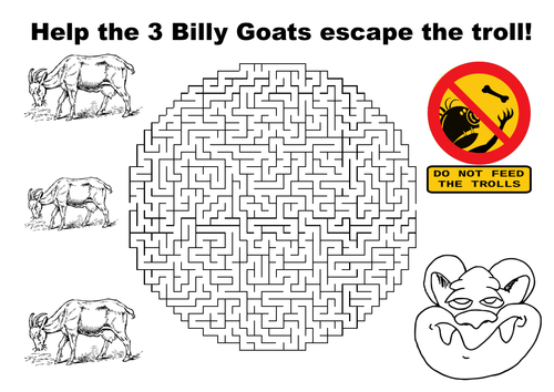 Help the 3 Billy Goats escape the troll maze puzzle