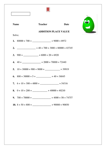 Four Place value worksheets