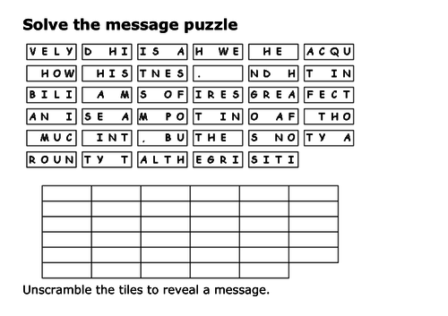 Solve the message puzzle from Bob Marley Teaching Resources
