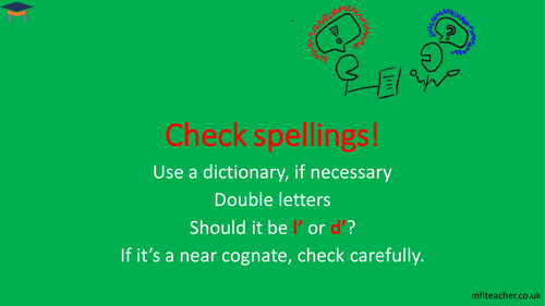 French peer assessment checklist