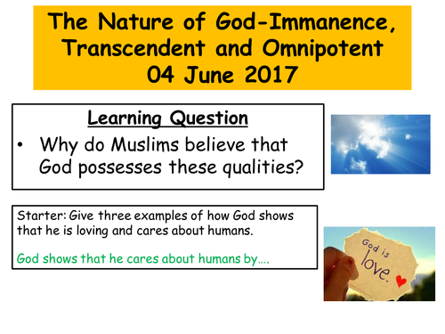 The Nature of God-Immanence, Transcendent and Omnipotent