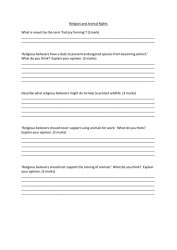 Religion and Life Issue Topics Exam Question Workbook
