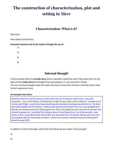 Autobiography 'Slave' - analyzing the text characterization, plot, setting and themes.