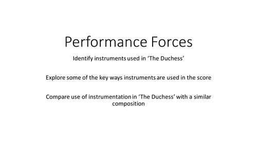 The Duchess 2016 A Level Music Activites & Assessment