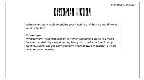 Dystopian Fiction - 1-9 style questions