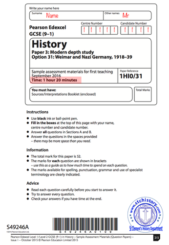 Edexcel 9-1 Germany Paper 3 Walk through "How to guide"