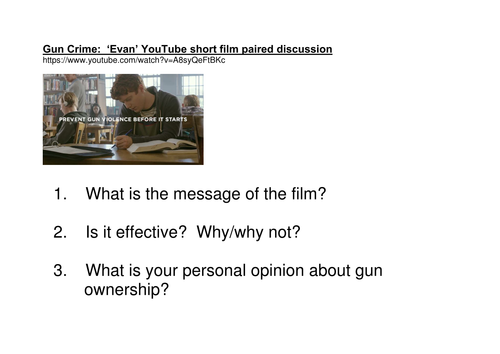 Gun crime an introduction - paired discussion task