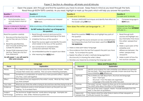 AQA English Language Paper 2 Revision Mat By Suzibear Teaching 