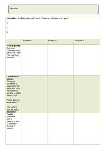 Economics/Business A level Essay plan using PeCan PiE | Teaching Resources