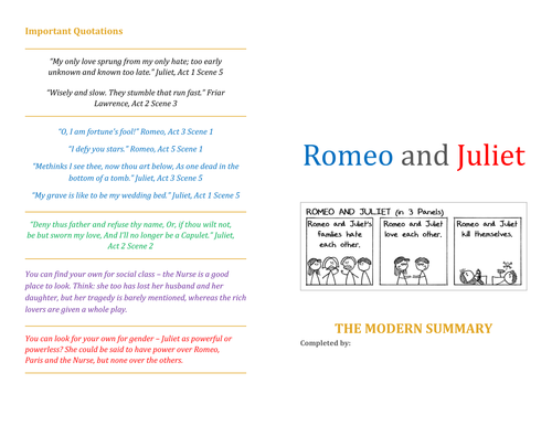 Romeo and Juliet Revision Resources and Activities