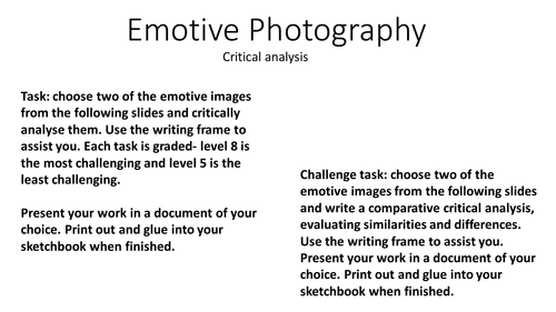 Photography Critical Analysis of Emotive Images