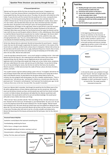 AQA English Language Paper 1 Question 3 Reinforcement Worksheet