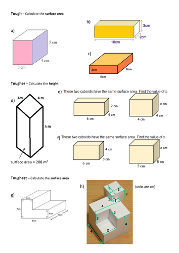 Surface area of cuboid - differentiated & ans