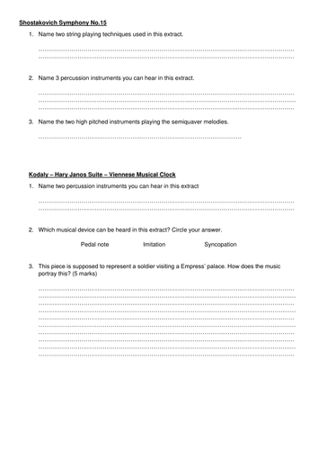 New GCSE Music 9-1 Unit 4 Western Classical since 1910 Shostakovich and Kodaly questions