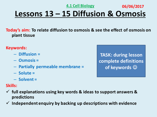 Lesson 13 - 15 Osmosis theory and Required prac 2 AQA Trilogy GCSE (9-1) 4.1 Cell Biology
