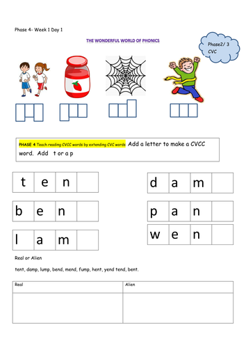 phase 4 phonics homework