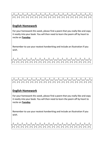 English poetry recital homework