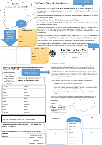 AQA Language Paper 2 Massive Revision Learning Mat