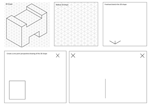 Isometric and Perspective drawing tasks sheets