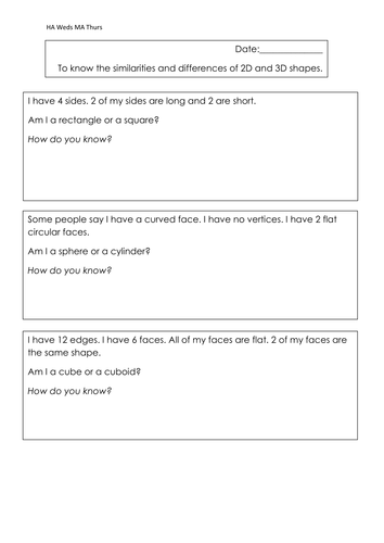 Year 2 2D and 3D shape resources