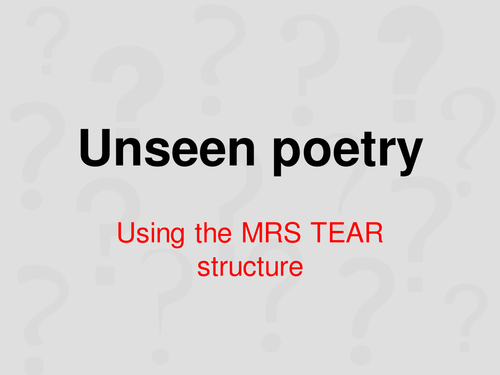 Exploring poetry using MRS TEAR
