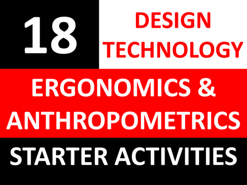 Design Technology Ergonomics & Anthropometrics Starter Activities Wordsearch, Anagrams Crossword