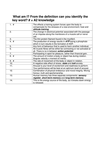 OCR revision. New Specification. "what am I?" game