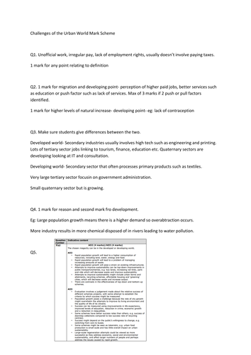 Challenges of urbanising the world (Edexcel B 9-1)