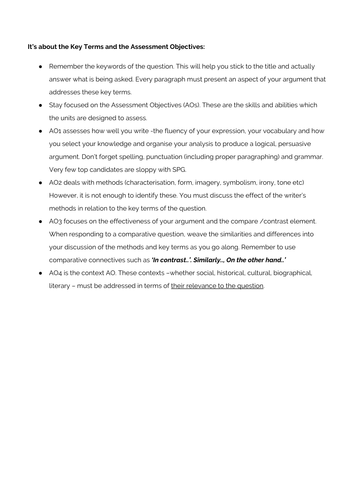 English Lit:  Key Terms @ A Level