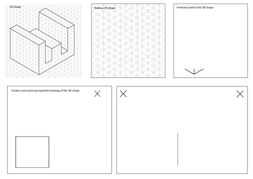 Isometric and Perspective drawing task set 2